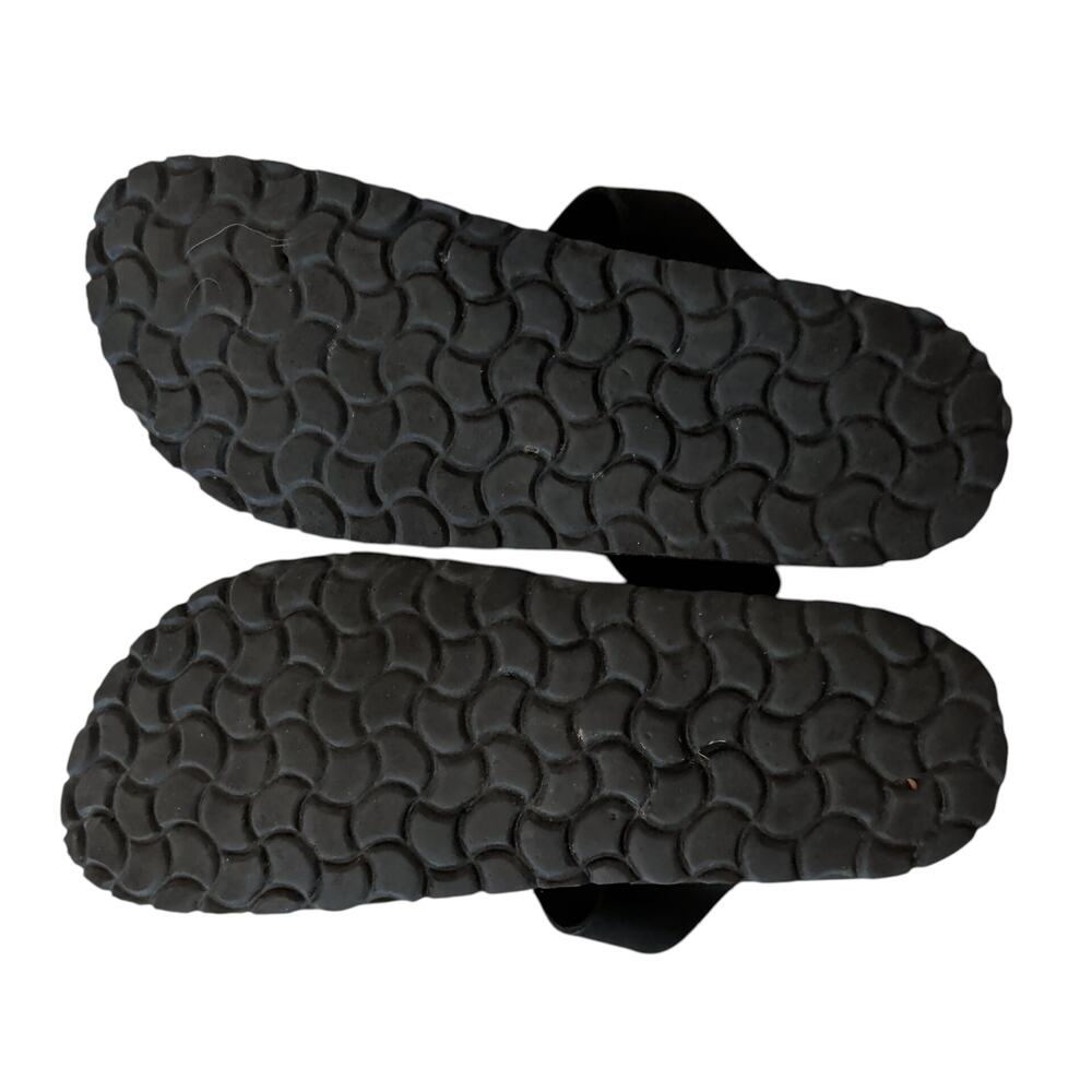 Bio Bio Women's Sz 39 (8.5) Black Leather Cork Sole Thong Sandals Comfort - Picture 7 of 8